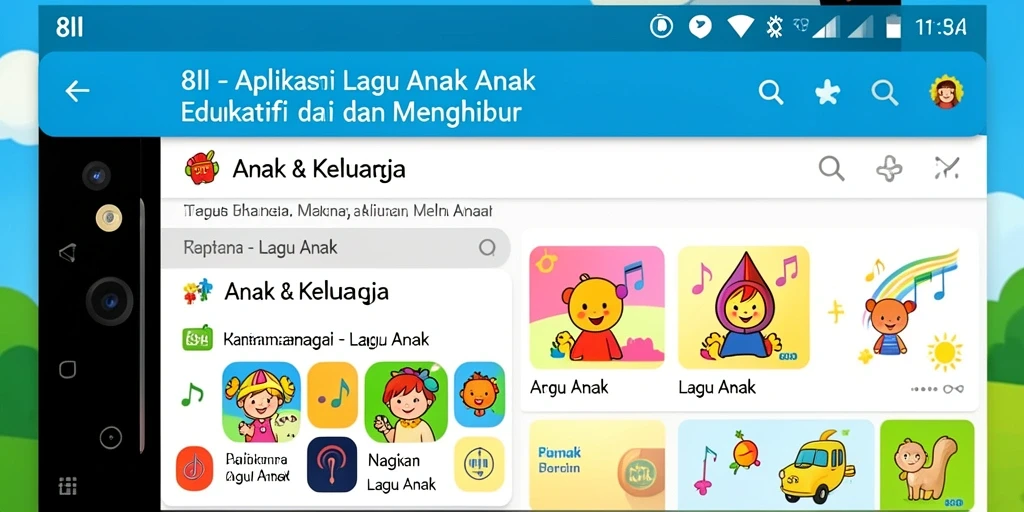 Antarmuka ramah anak dengan berbagai pilihan lagu untuk dinyanyikan.