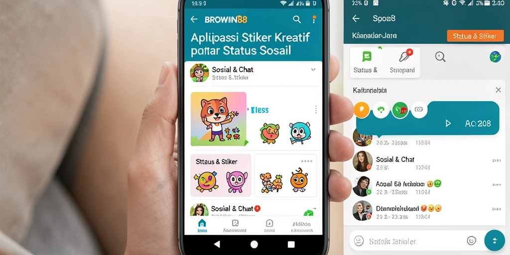 Antarmuka BROWIN88 yang berisi stiker menarik untuk status sosial.