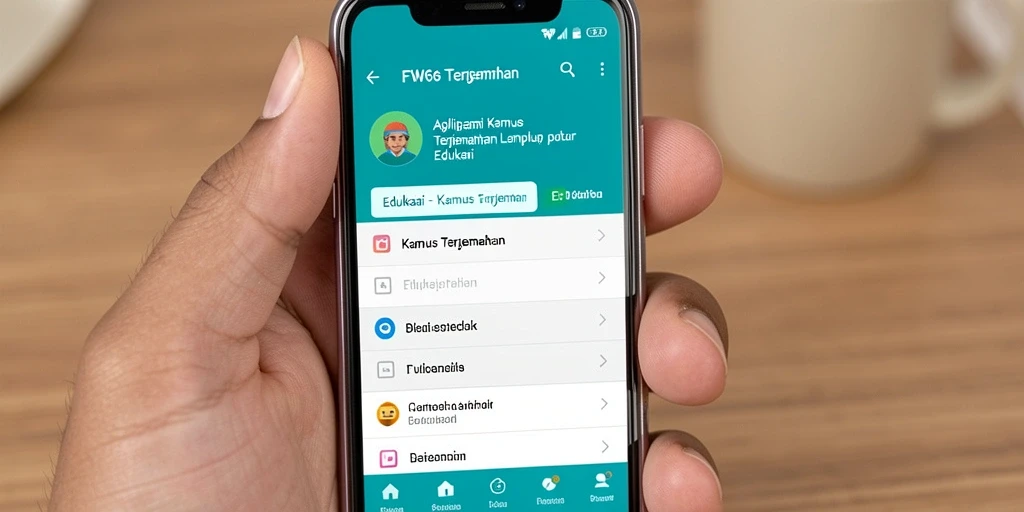 Antarmuka aplikasi Kamus Terjemahan FW66 yang praktis dan informatif.