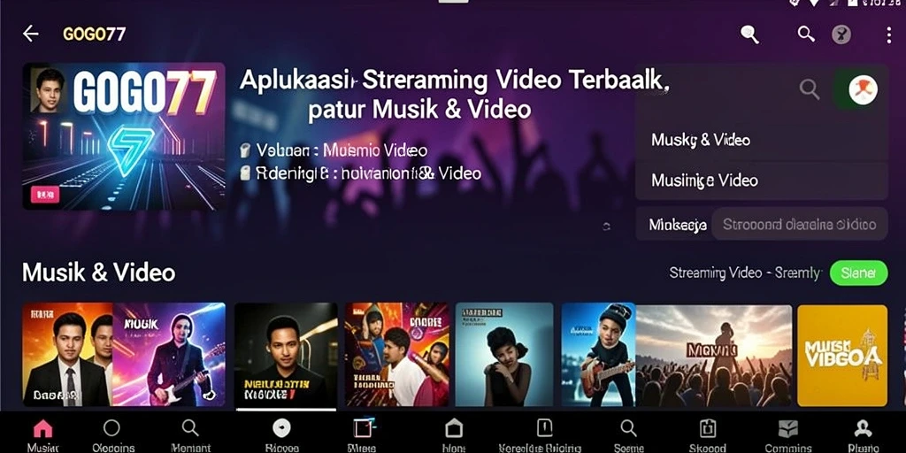 Tampilan antarmuka GOGO77 dengan akses cepat ke Streaming Video.