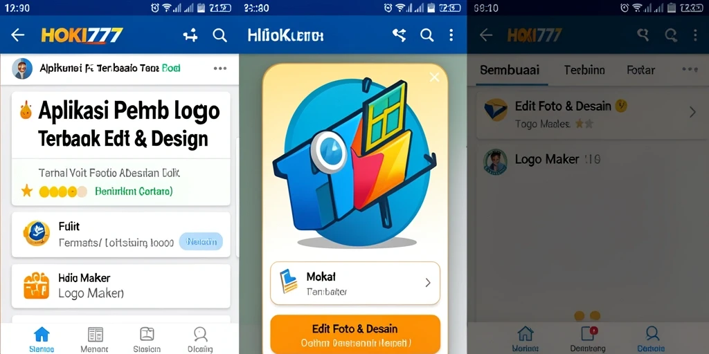 Antarmuka HOKI777 menampilkan berbagai pilihan alat desain logo.