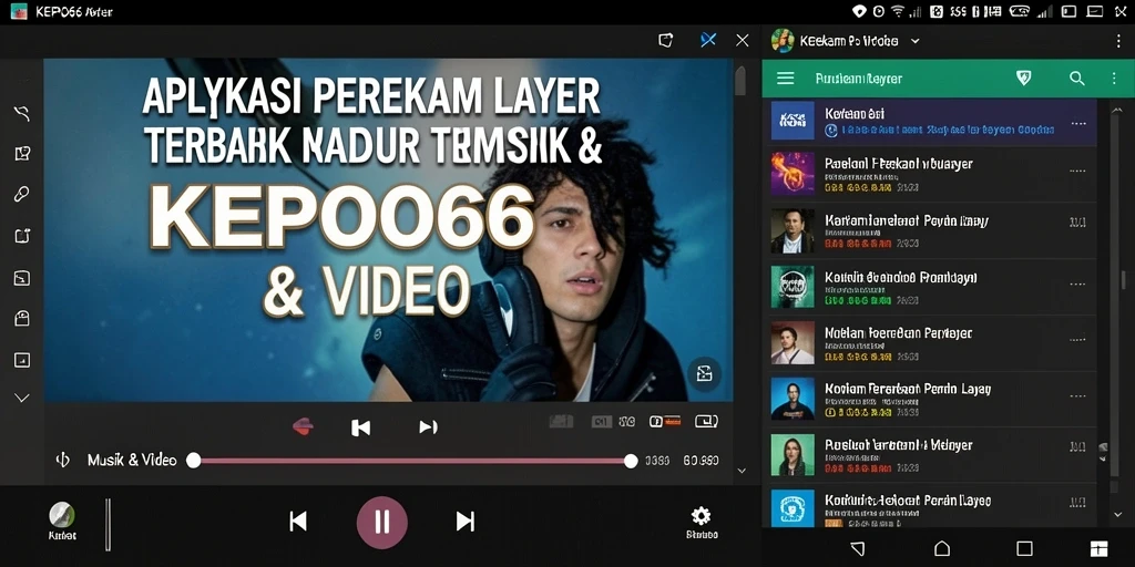 Tampilan antarmuka aplikasi KEPO66 dengan fitur Perekam Layar yang lengkap.