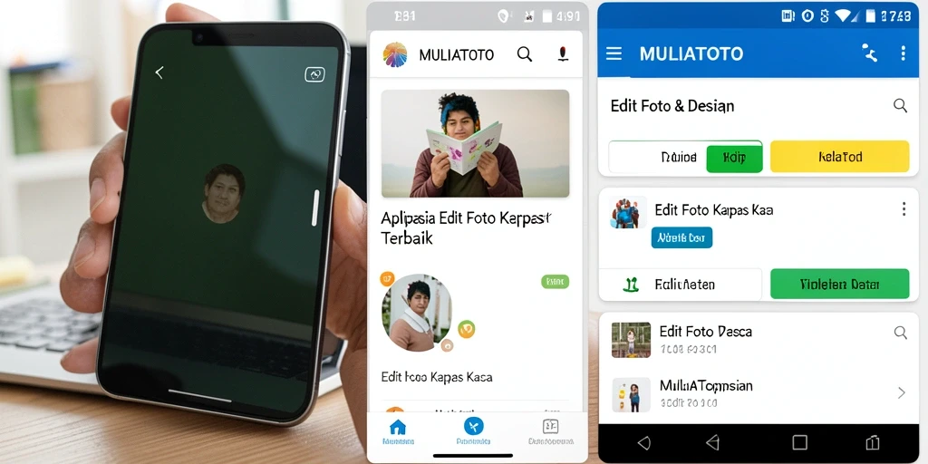 Tampilan antarmuka MULIATOTO dengan efek edit foto kertas kaca.