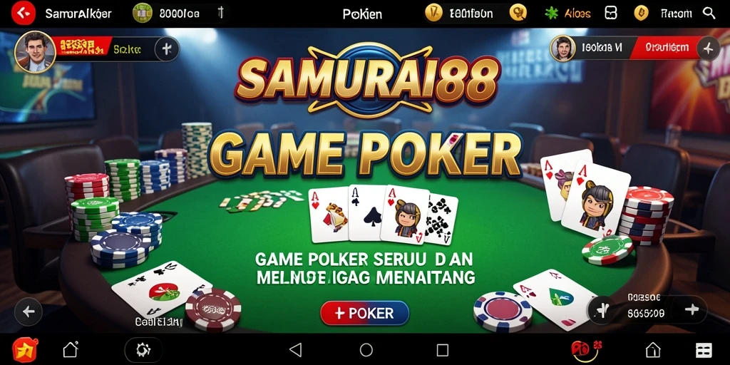 Antarmuka menarik dari permainan Poker SAMURAI88 dengan variasi permainan.