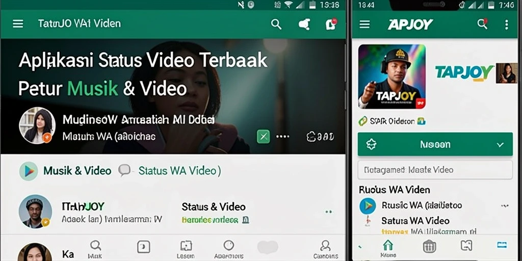 Antarmuka TAPJOY menunjukkan kemudahan dalam memilih video untuk Status WA.