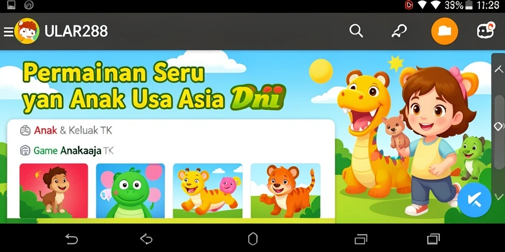Tampilan antarmuka ULAR288 yang cerah dan menarik untuk anak-anak.